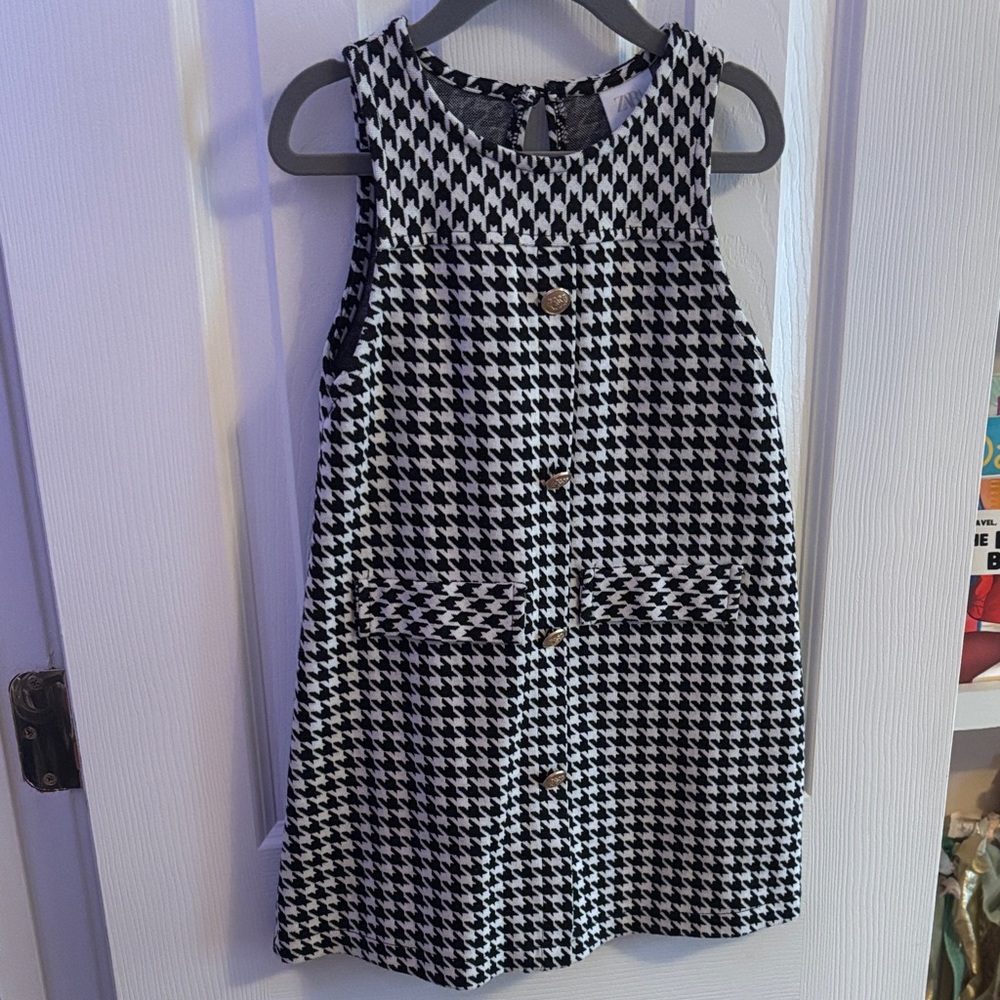 Sleeveless Zara Black and White Houndstooth Girls’ Dress Size 6